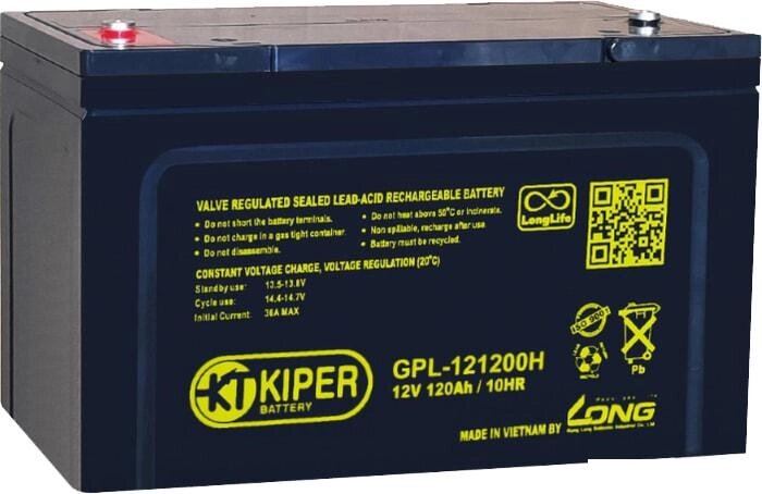 Аккумулятор для ИБП Kiper GPL-121200H (12В/120 А·ч) от компании Интернет-магазин marchenko - фото 1