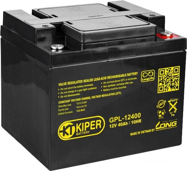 Аккумулятор для ИБП Kiper GPL-12400 (12В/40 А·ч) от компании Интернет-магазин marchenko - фото 1