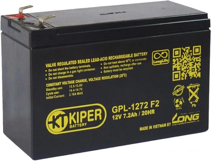 Аккумулятор для ИБП Kiper GPL-1272 F2 (12В/7.2 А·ч) от компании Интернет-магазин marchenko - фото 1