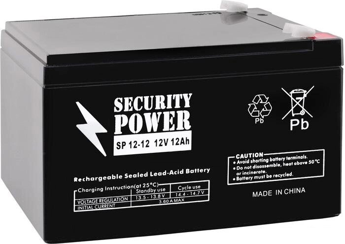 Аккумулятор для ИБП Security Power SP 12-12 F2 (12В/12 А·ч) от компании Интернет-магазин marchenko - фото 1