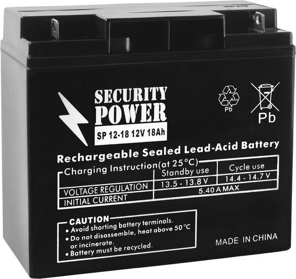 Аккумулятор для ИБП Security Power SP 12-18 (12В/18 А·ч) от компании Интернет-магазин marchenko - фото 1