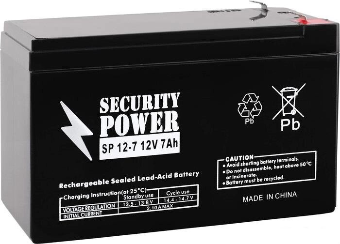 Аккумулятор для ИБП Security Power SP 12-7 F1 (12В/7 А·ч) от компании Интернет-магазин marchenko - фото 1