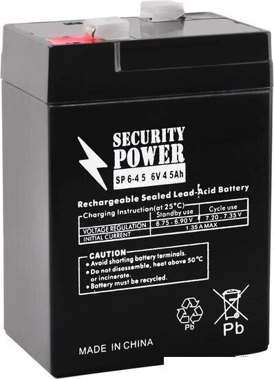Аккумулятор для ИБП Security Power SP 6-4,5 F1 (6В/4.5 А·ч) от компании Интернет-магазин marchenko - фото 1