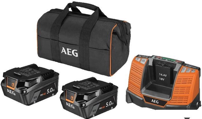 Аккумулятор с зарядным устройством AEG Powertools SETLL1850SHD 4935478945 (2x18В/5 Ah + 18В, сумка) от компании Интернет-магазин marchenko - фото 1