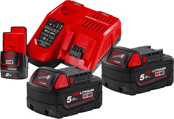 Аккумулятор с зарядным устройством Milwaukee M18 M18NRG-502 4933459217 (2 x 18В/5 Ач + 12В/2 Ач + 12-18В) от компании Интернет-магазин marchenko - фото 1