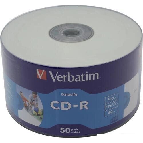 CD-R диск Verbatim 700Mb Verbatim Printable 52x по 50 шт. в пленке 043794 от компании Интернет-магазин marchenko - фото 1
