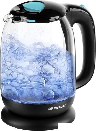 Чайник Kitfort KT-625-1 (черный/голубой) от компании Интернет-магазин marchenko - фото 1