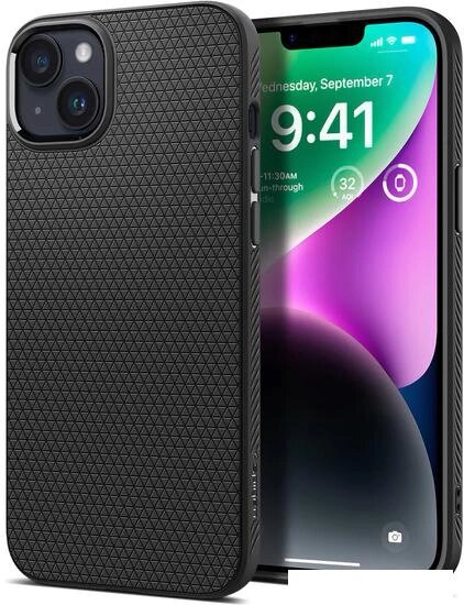 Чехол для телефона Spigen Liquid Air iPhone 14 Matte Black ACS05037 (черный матовый) от компании Интернет-магазин marchenko - фото 1