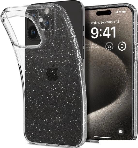 Чехол для телефона Spigen Liquid Crystal Glitter для iPhone 15 Pro Max ACS06559 (затемненный/прозрачный) от компании Интернет-магазин marchenko - фото 1