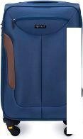 Чемодан-спиннер Solier STL1801 65 см (M, синий/коричневый) от компании Интернет-магазин marchenko - фото 1