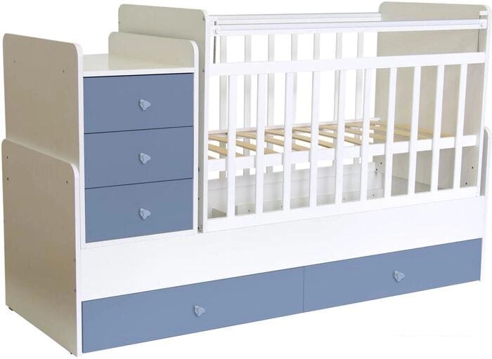 Детская кроватка Фея 1100 (белый/синий) от компании Интернет-магазин marchenko - фото 1