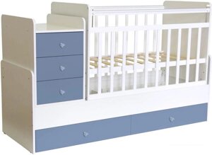 Детская кроватка Фея 1100 (белый/синий)