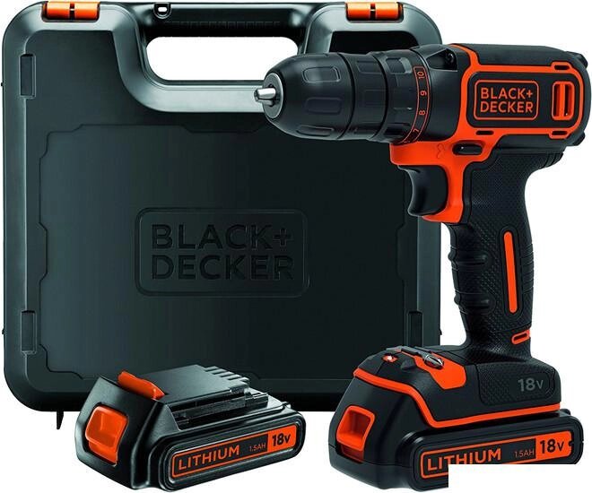 Дрель-шуруповерт Black & Decker BDCDC18KB (с 2-мя АКБ и кейсом) от компании Интернет-магазин marchenko - фото 1