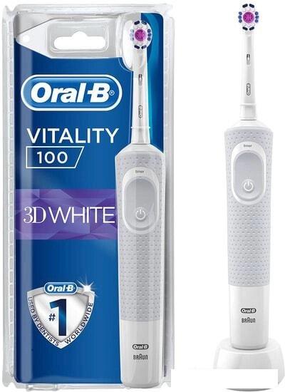 Электрическая зубная щетка Braun Oral-B Vitality 100 3D White D100.413.1 (белый) от компании Интернет-магазин marchenko - фото 1