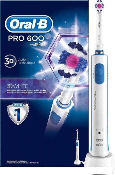 Электрическая зубная щетка Oral-B Pro 600 3D White D16.513 от компании Интернет-магазин marchenko - фото 1