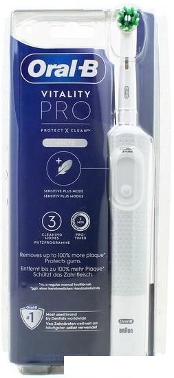 Электрическая зубная щетка Oral-B Vitality Pro D103.413.3 Cross Action Protect X Clean White 4210201427582 (белый) от компании Интернет-магазин marchenko - фото 1