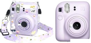 Фотоаппарат Fujifilm Instax Mini 12 (фиолетовый) + пурпурный чехол Sundays с ремнем