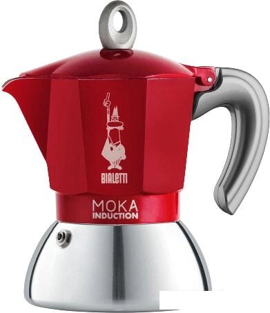 Гейзерная кофеварка Bialetti New moka induction (2 порции, красный)