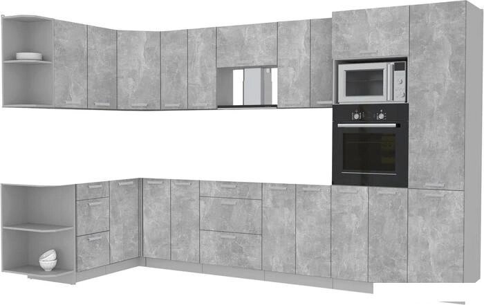 Готовая кухня Интерлиния Мила Лайт 1.68x3.4 левая без столешницы (бетон/бетон) от компании Интернет-магазин marchenko - фото 1