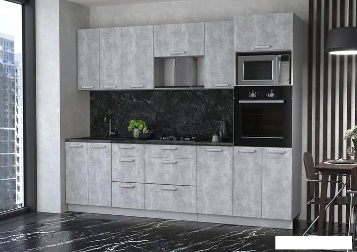Готовая кухня Интерлиния Мила Лайт 2.6 ВТ (бетон/бетон/кастилло темный) от компании Интернет-магазин marchenko - фото 1