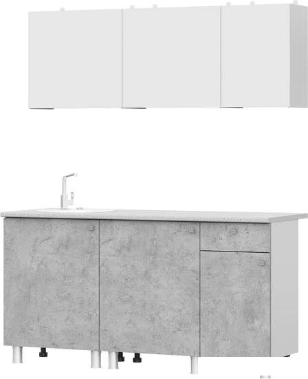 Готовая кухня NN мебель КГ-1 1600 (белый/белый/цемент светлый/антарес) от компании Интернет-магазин marchenko - фото 1