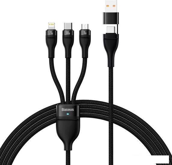 Кабель Baseus CASS030101 USB-C/A - USB-C, microUSB, Lightning (1.2 м, черный) от компании Интернет-магазин marchenko - фото 1