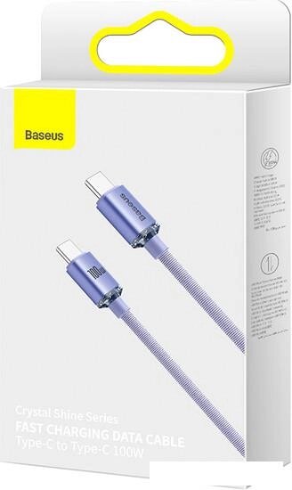 Кабель Baseus Crystal Shine USB Type-C - USB Type-C (1.2 м, фиолетовый) от компании Интернет-магазин marchenko - фото 1