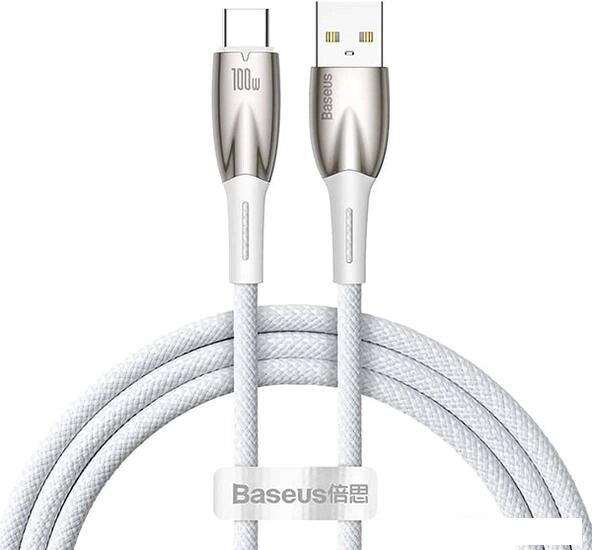 Кабель Baseus Glimmer Series Fast Charging Data Cable USB Type-A - Type-C 100W CADH000402 (1 м, белый) от компании Интернет-магазин marchenko - фото 1