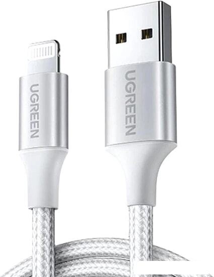 Кабель Ugreen US199 60161 USB Type-A - Lightning (1 м, белый/серебристый) от компании Интернет-магазин marchenko - фото 1