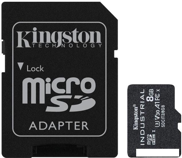 Карта памяти Kingston Industrial microSDHC SDCIT2/8GB 8GB (с адаптером) от компании Интернет-магазин marchenko - фото 1