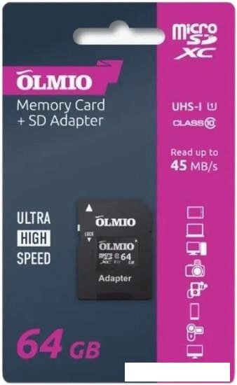 Карта памяти Olmio microSDXC 64GB UHS-I U3 от компании Интернет-магазин marchenko - фото 1