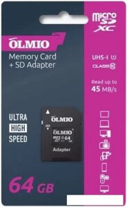 Карта памяти olmio microsdxc 64GB UHS-I U3