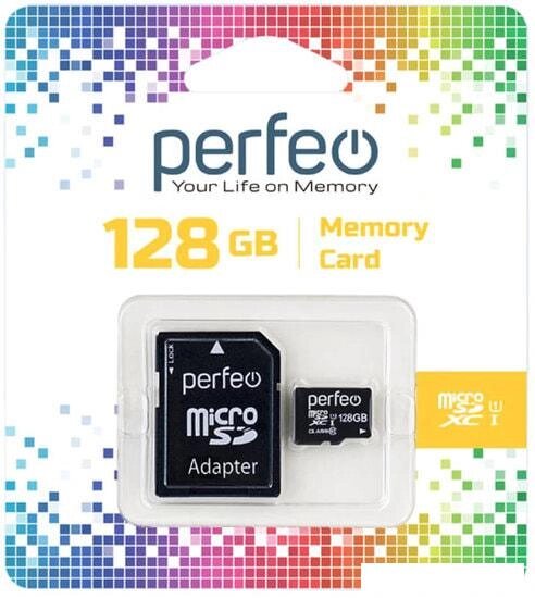 Карта памяти Perfeo microSDXC PF128GMCSX10U1A 128GB (с адаптером) от компании Интернет-магазин marchenko - фото 1