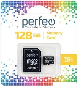 Карта памяти Perfeo microSDXC PF128GMCSX10U1A 128GB (с адаптером)
