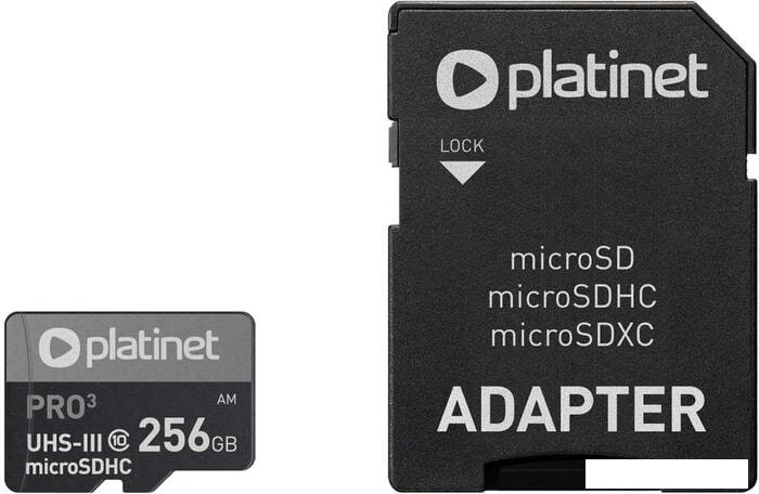 Карта памяти Platinet Pro 3 microSDXC PMMSDX256UIII 256GB + адаптер от компании Интернет-магазин marchenko - фото 1