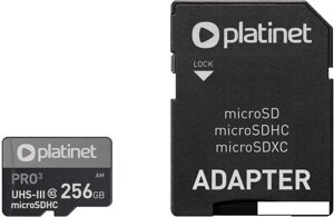 Карта памяти Platinet Pro 3 microSDXC PMMSDX256UIII 256GB + адаптер