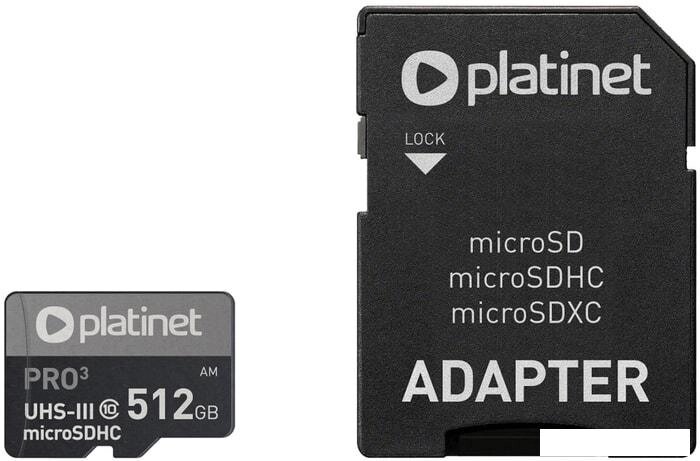 Карта памяти Platinet Pro 3 microSDXC PMMSDX512UIII 512GB + адаптер от компании Интернет-магазин marchenko - фото 1