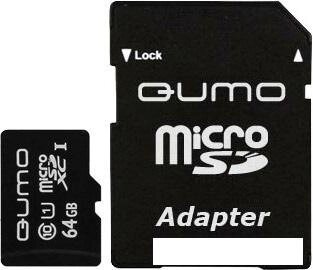 Карта памяти QUMO microSDXC UHS-1 64GB + адаптер (QM64GMICSDXC10U1) от компании Интернет-магазин marchenko - фото 1