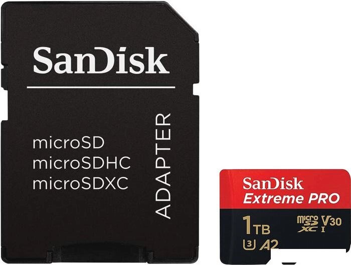 Карта памяти SanDisk Extreme PRO microSDXC SDSQXCD-1T00-GN6MA 1TB (с адаптером) от компании Интернет-магазин marchenko - фото 1