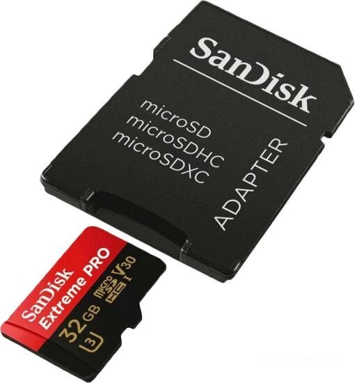 Карта памяти SanDisk Extreme PRO SDSQXCG-032G-GN6MA microSDHC 32GB (с адаптером) от компании Интернет-магазин marchenko - фото 1