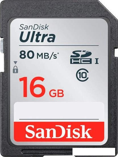 Карта памяти SanDisk SDHC (Class 10) 16GB [SDSDUNC-016G-GN6IN] от компании Интернет-магазин marchenko - фото 1