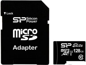 Карта памяти silicon-power microsdxc elite UHS-1 (class 10) 128GB (SP128gbstxbu1V10SP)