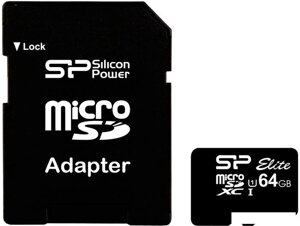 Карта памяти silicon-power microsdxc elite UHS-1 (class 10) 64 GB (SP064gbstxbu1V10-SP)