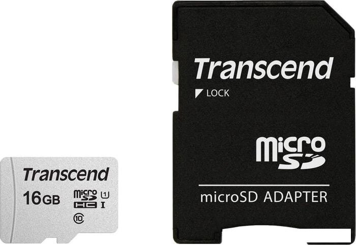 Карта памяти Transcend microSDHC 300S 16GB + адаптер от компании Интернет-магазин marchenko - фото 1