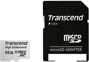Карта памяти transcend microsdxc HE (class 10) UHS-I 64GB + адаптер [TS64gusdxc10V]