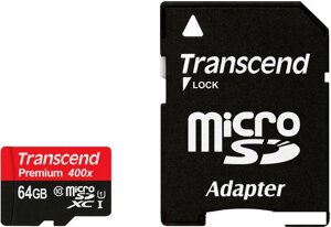 Карта памяти Transcend microSDXC UHS-I 400x Premium (Class 10) 64GB (TS64GUSDU1)