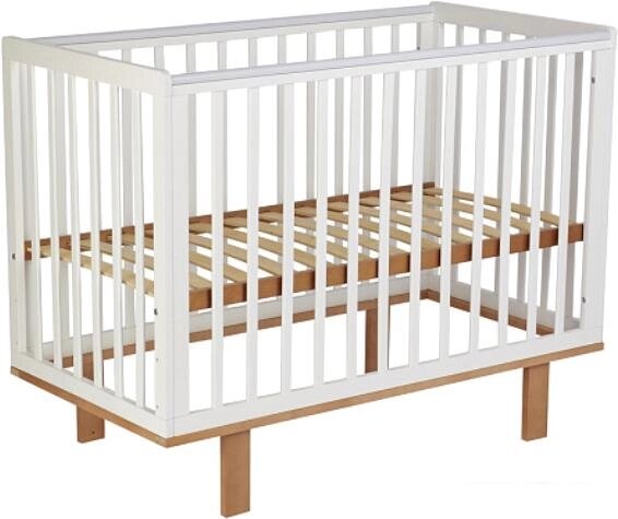 Классическая детская кроватка Polini Kids Simple 340 (белый/бук) от компании Интернет-магазин marchenko - фото 1