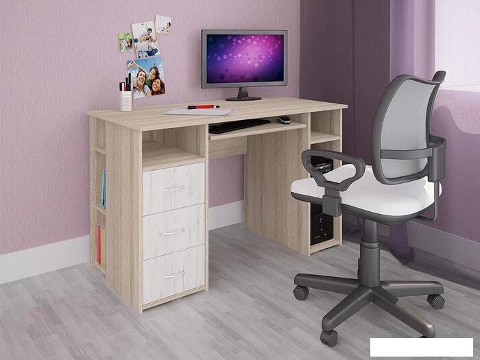 Компьютерный стол Интерлиния СК-010 (дуб сонома/дуб белый) от компании Интернет-магазин marchenko - фото 1