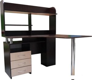 Компьютерный стол Компас мебель КС-003-25 (венге темный/дуб молочный)