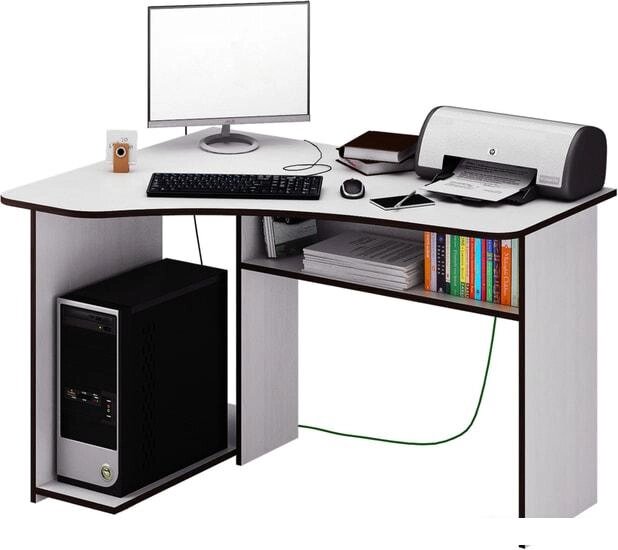 Компьютерный стол MFMaster Триан-1 (левый, белый) от компании Интернет-магазин marchenko - фото 1